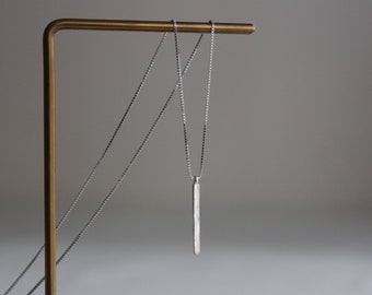 Sterling silver rectangle bar pendant necklace Minimal Geometric necklace Gift for her