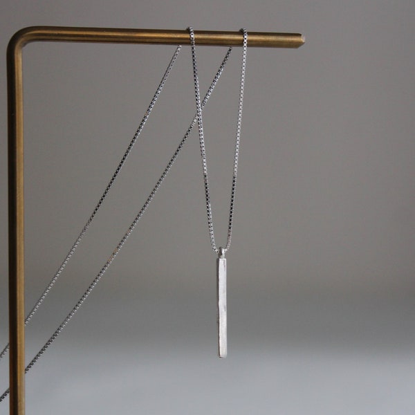 Collier à pendentif barre rectangulaire en argent sterling Collier géométrique minimaliste Cadeau
