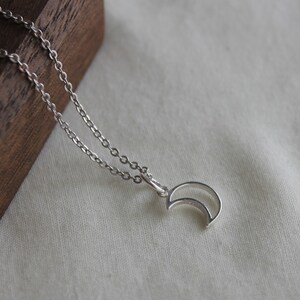 Small sterling silver moon necklace Dainty necklace Minimal necklace Gift image 3