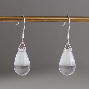 Clear teardrop earrings Everyday essential earrings Simple classic earrings Gift