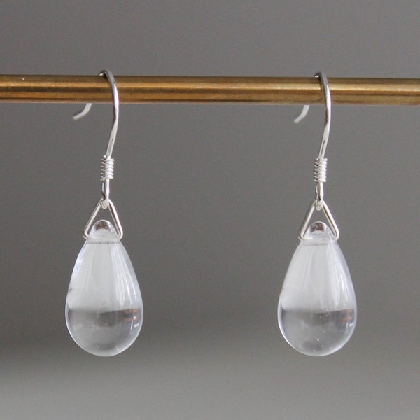 Clear teardrop earrings Everyday essential earrings Simple classic earrings Gift