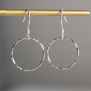 Sterling silver small hoop earrings Dainty earrings Minimal essential Geometric earrings Gift