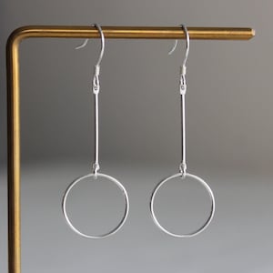 Sterling silver rod hoop earrings Minimal Geometric earrings