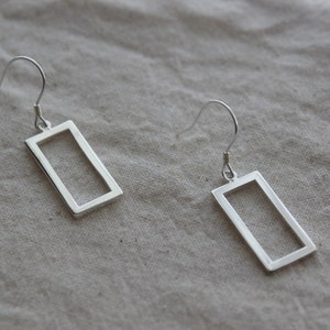 Silver plated rectangle earrings Modern Geometric earrings Contemporary minimal earrings Gift image 3
