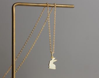 Gold plated over sterling silver rabbit necklace Cute bunny necklace Dainty necklace Gift