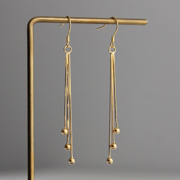 Gold plated over silver tassel earrings occasional earrings Wedding earrings Party earrings Gift