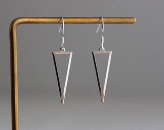 Sterling silver triangle earrings Everyday minimal earrings Dainty earrings Valentine’s Day Gift