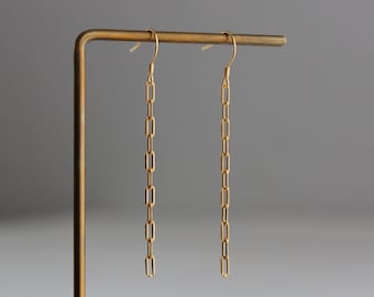 Gold plated over silver chain earrings Modern Minimal earrings Gift