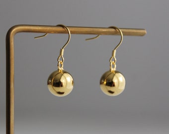 Gold plated over silver ball earrings Classic essential earrings Minimal earrings Gift