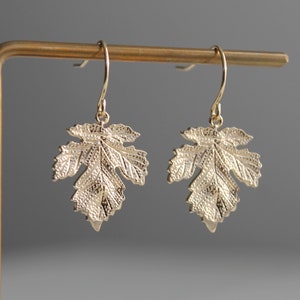 Gold plated leaf earrings Bohemian earrings Gift