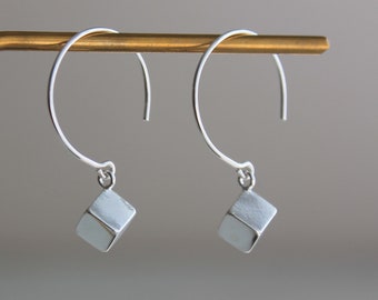 Sterling silver cube earrings Minimalist earrings Simple classic earrings Gift