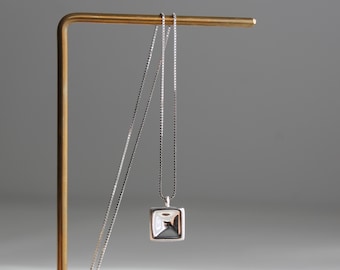 Sterling silver Square pendant necklace Geometric Minimal necklace Gift