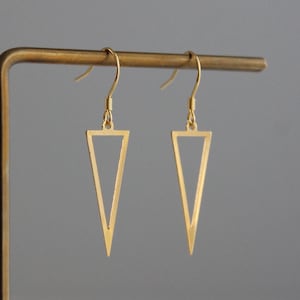Gold plated over silver triangle earrings Minimal Geometric earrings Gift for her