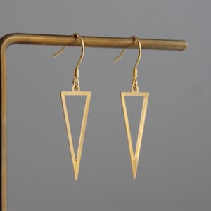 Gold plated over silver triangle earrings Minimal Geometric earrings Gift