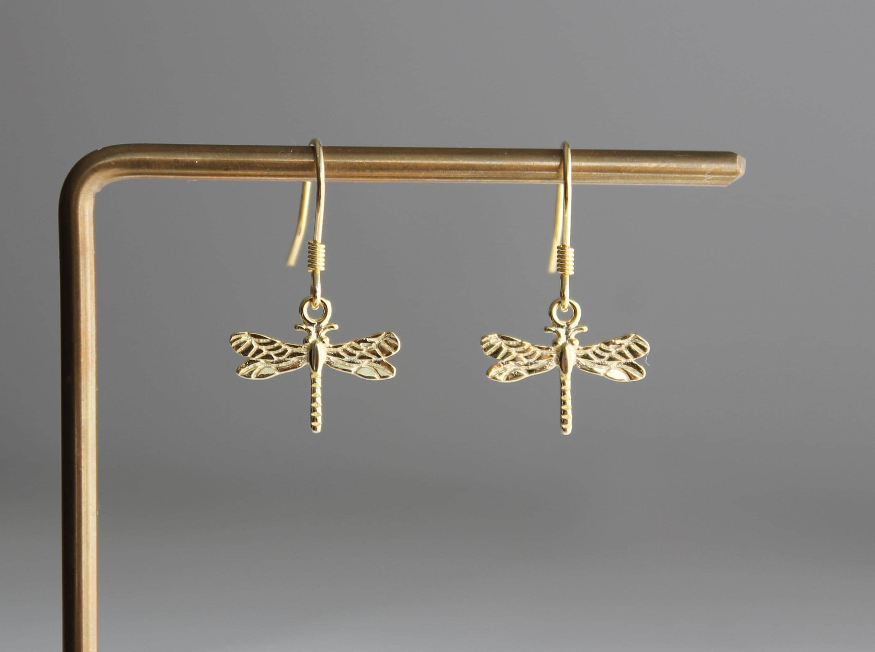 Gold Dragonfly Earrings UK