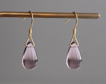 Light plum purple teardrop earrings Minimal Classic earrings Gift