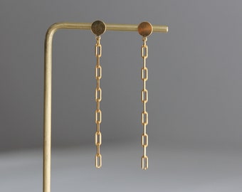 Gold plated over silver chain earrings Modern Minimal earrings Gift