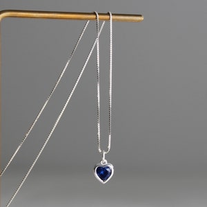 Sterling silver small blue heart necklace Dainty necklace Gift for her
