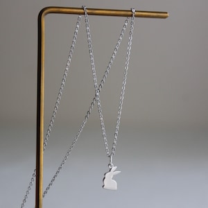 Sterling silver rabbit pendant necklace Dainty bunny necklace Gift for her