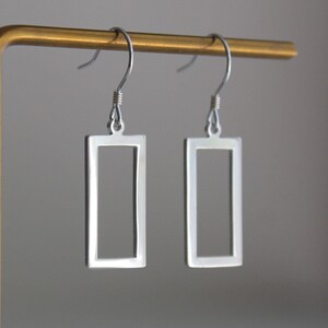 Silver plated rectangle earrings Modern Geometric earrings Contemporary minimal earrings Gift image 5