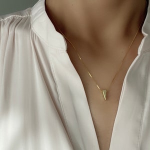 Gold plated over silver necklace with triangle pendant Minimal Geometric necklace Gift image 3