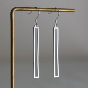 Silver bar earrings Geometric earrings Rectangle earrings Essential minimal earrings Gift