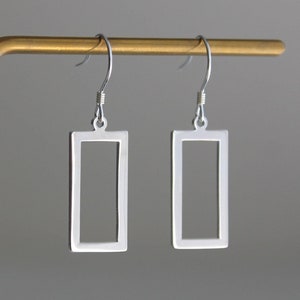 Silver plated rectangle earrings Modern Geometric earrings Contemporary minimal earrings Gift image 1