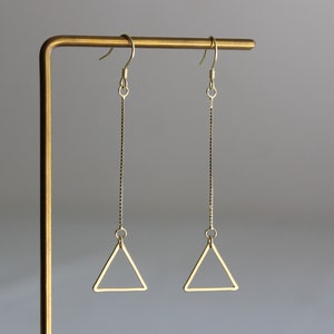 Gold plated over silver chain with triangle earrings Geometric earrings Gift