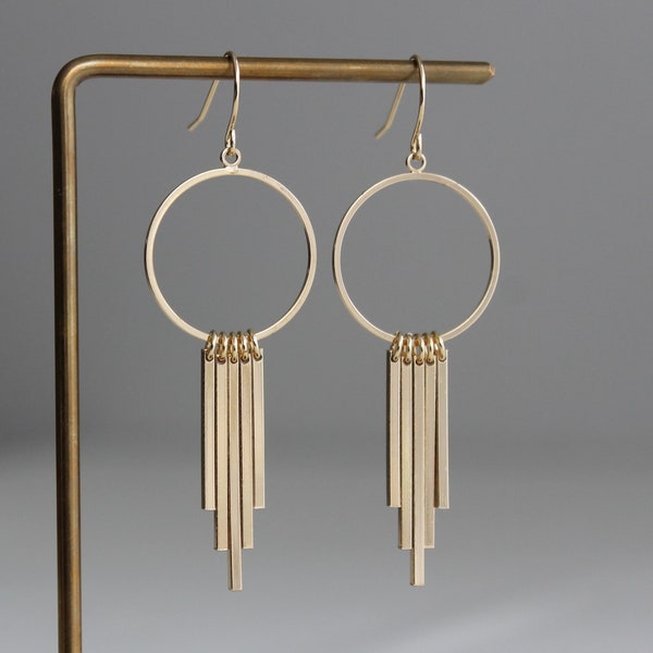 Vergoldete Hoop Bar Fransen Ohrringe Geometrische Statement Ohrringe