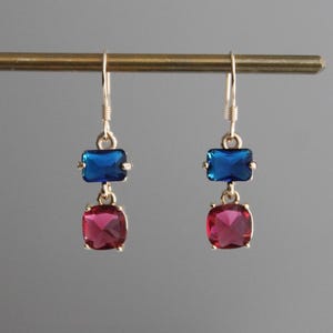 Ink blue rectangular and rose pink square beads earrings Occasion Wedding Party earrings