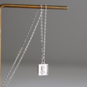 Sterling Silber Quadrat Anhänger Rose Halskette Geschenk für sie