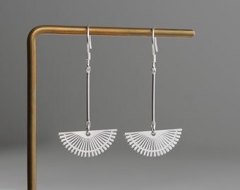 Sterling silver bar and half circle earrings Geometric earrings Gift