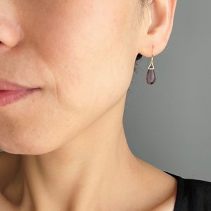 Light plum purple teardrop earrings Minimal Classic earrings Gift image 6