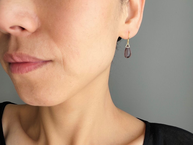 Light plum purple teardrop earrings Minimal Classic earrings Gift image 6