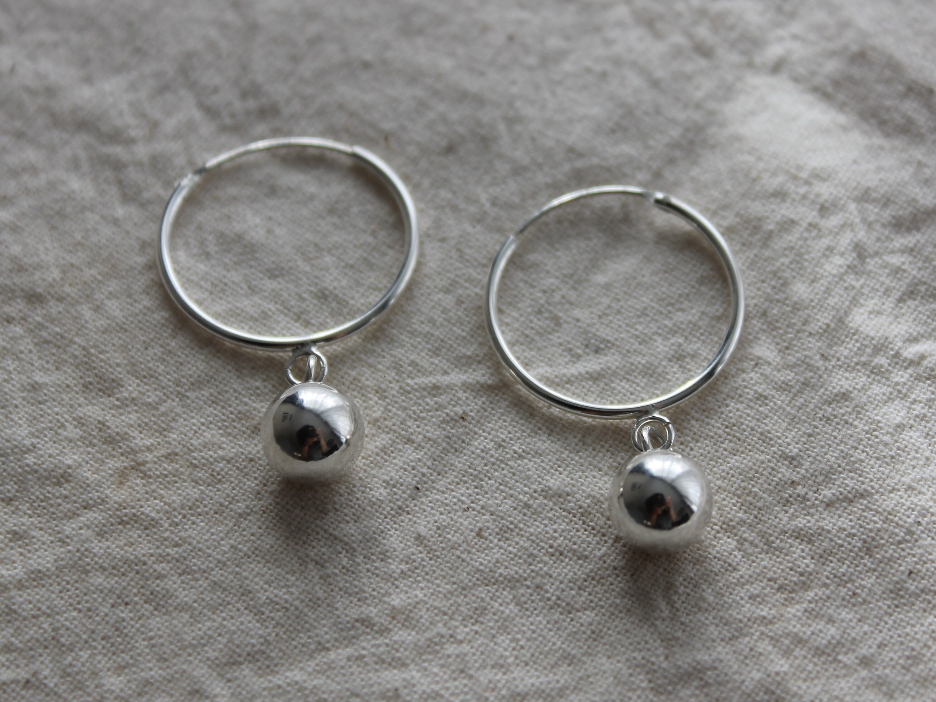 Sterling Silver Hoop Ball Earrings Modern Minimal Earrings Etsy UK