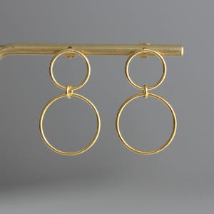 Gold plated over silver double hoops earrings Geometric earrings