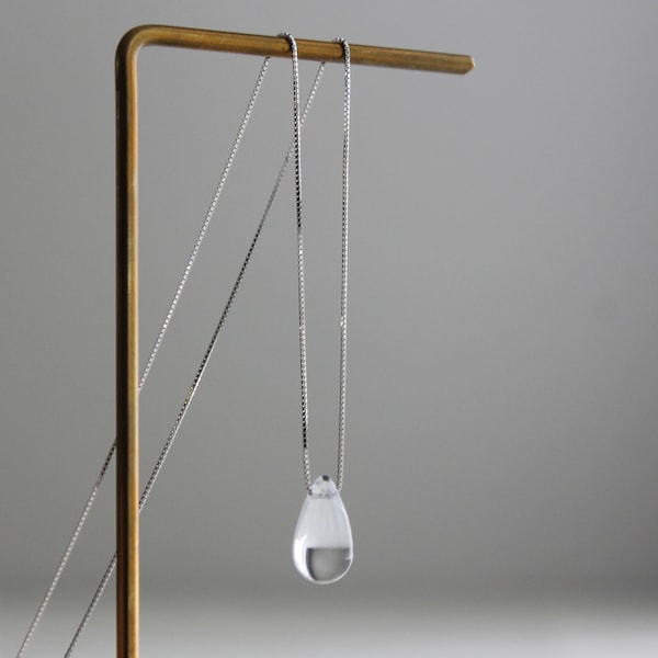 Clear teardrop necklace with sterling silver chain Essential minimal classic necklace Gift