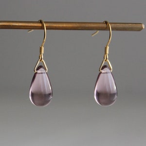 Light plum purple teardrop earrings Minimal Classic earrings Gift image 7