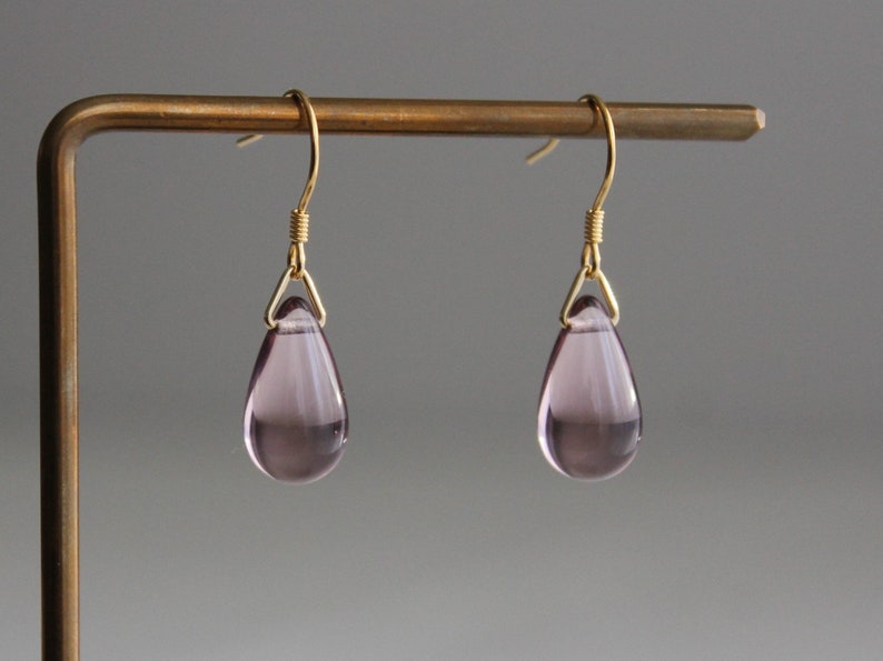 Light plum purple teardrop earrings Minimal Classic earrings Gift image 7