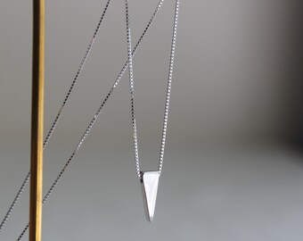 Sterling silver necklace  with triangle Geometric necklace Minimal necklace Simple classic necklace Gift for her