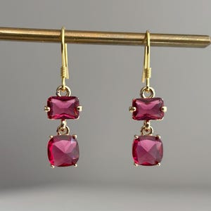 Rose pink rectangular and square beads earrings Occasion earrings Gift for her