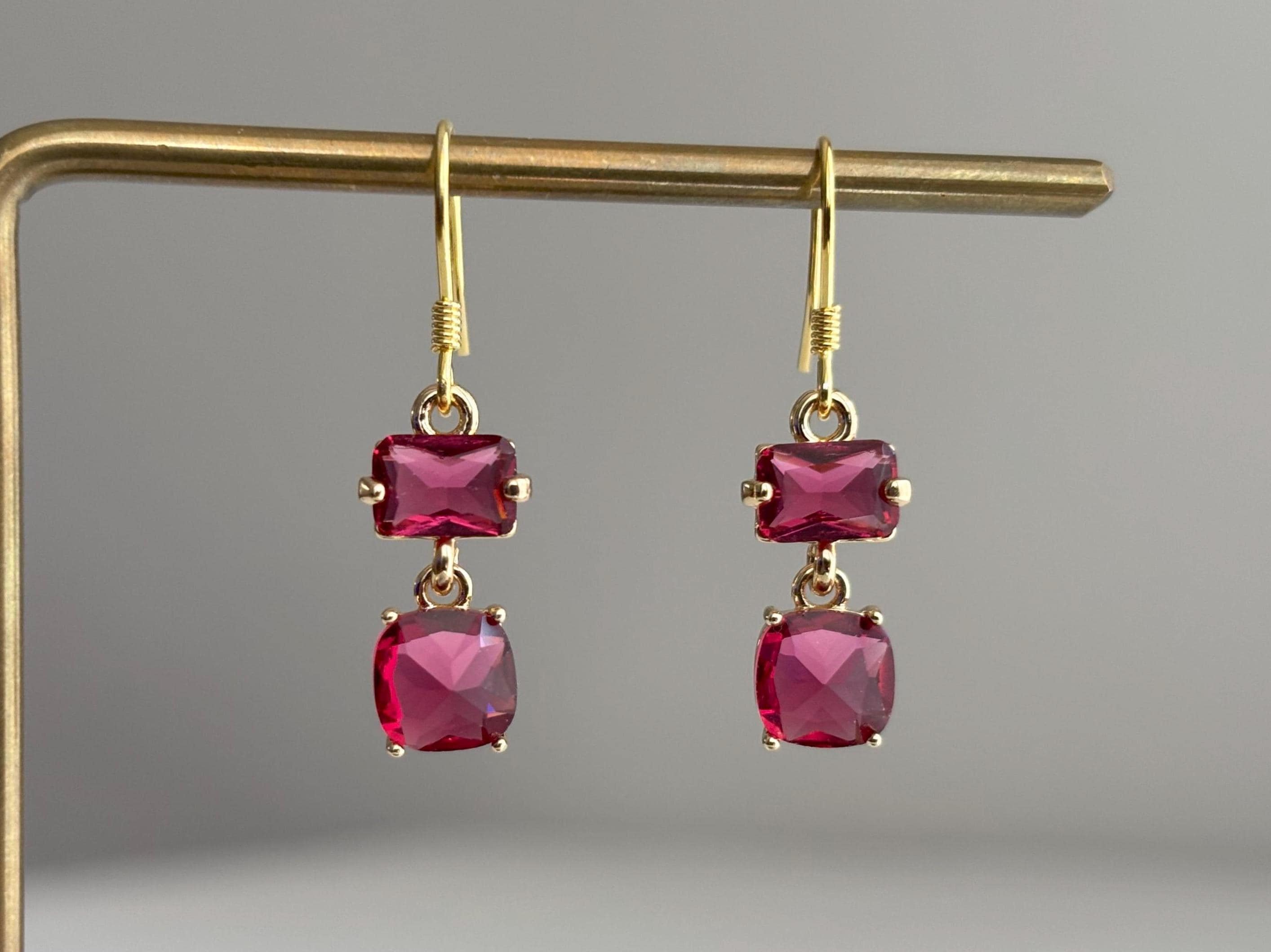 Rose Pink Geometric Earrings: Gold Plated Sterling Silver - Etsy