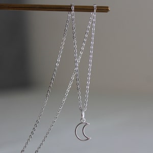 Small sterling silver moon necklace Dainty necklace Minimal necklace Gift image 5