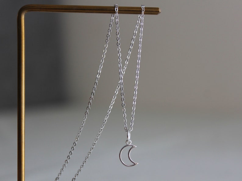 Small sterling silver moon necklace Dainty necklace Minimal necklace Gift image 5