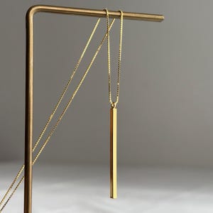 Rectangle pendant necklace with gold plated over sterling silver chain