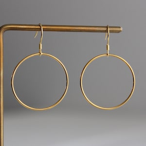 Gold plated over silver hoop earrings Circle earrings Modern Minimal Geometric earrings Gift for her