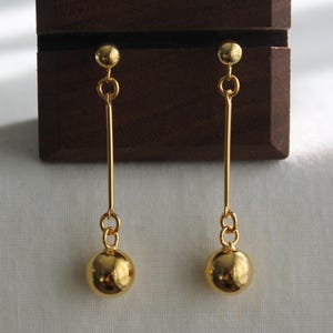 Gold plated over silver ball push back earrings Geometric earrings