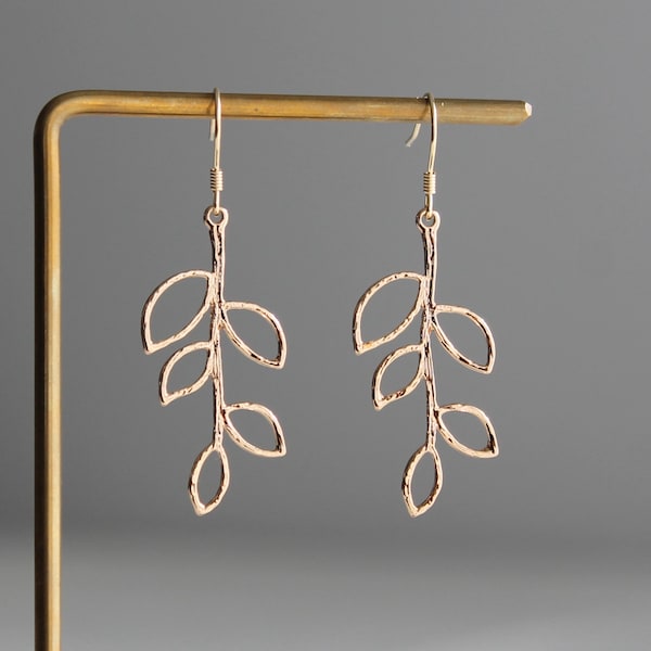 Gold plated leaves earrings Bridesmaid earrings Gift