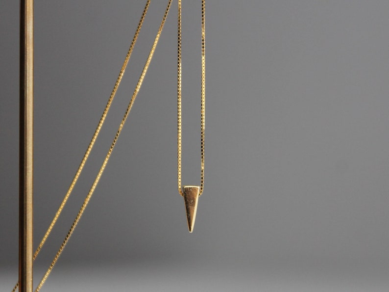 Gold plated over silver necklace with triangle pendant Minimal Geometric necklace Gift image 2