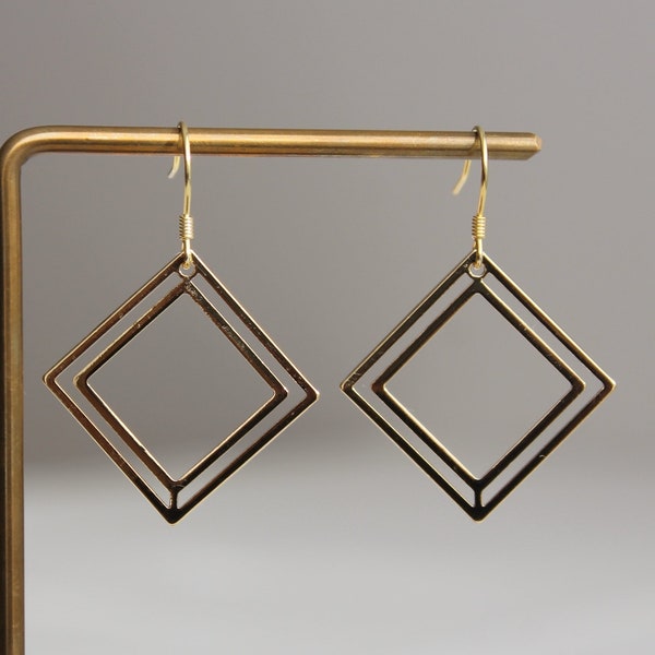 Gold plated square earrings Morden Minimal Geometric earrings Gift